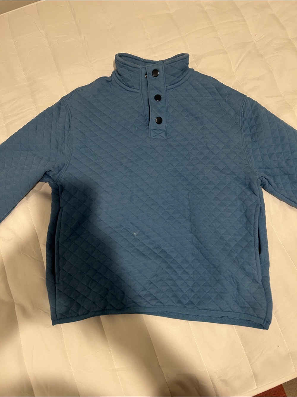 Kids Quilted Blue Button-Neck Sweater